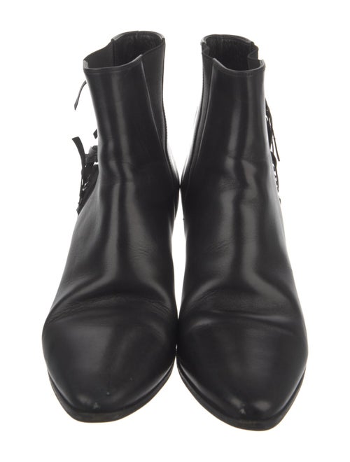 Saint Laurent Leather Fringe Trim Accent Boots