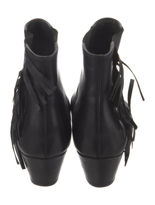 Saint Laurent Leather Fringe Trim Accent Boots