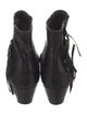 Saint Laurent Leather Fringe Trim Accent Boots