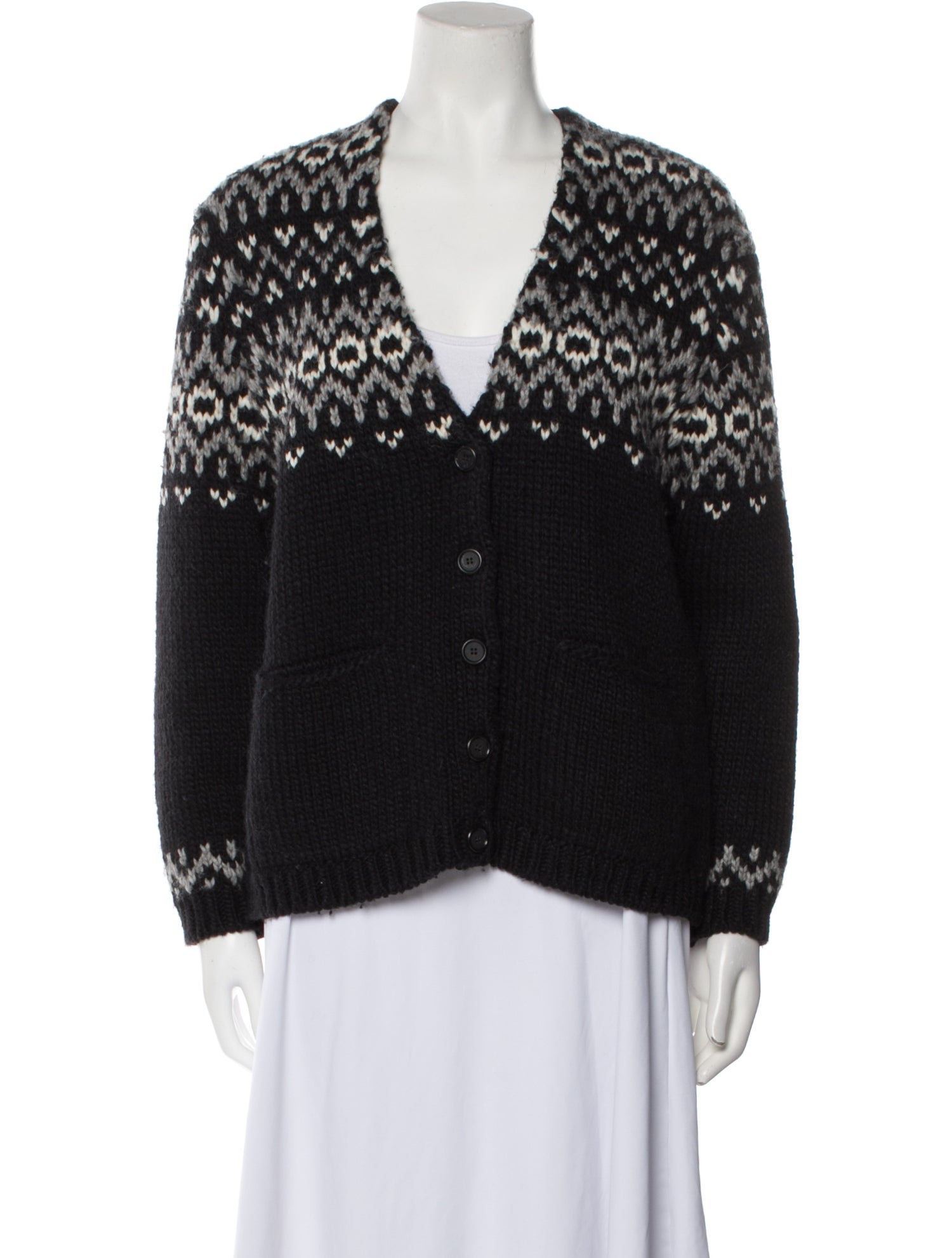 Saint Laurent Printed V-Neck Sweater