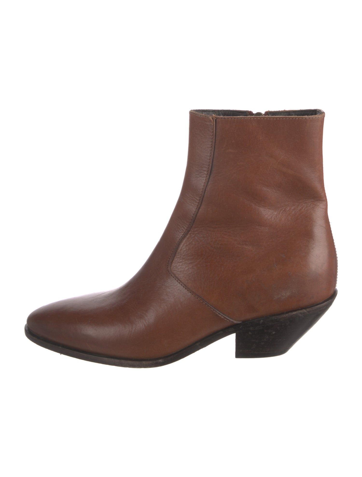 Saint Laurent Leather Distressed Accents Western Boots