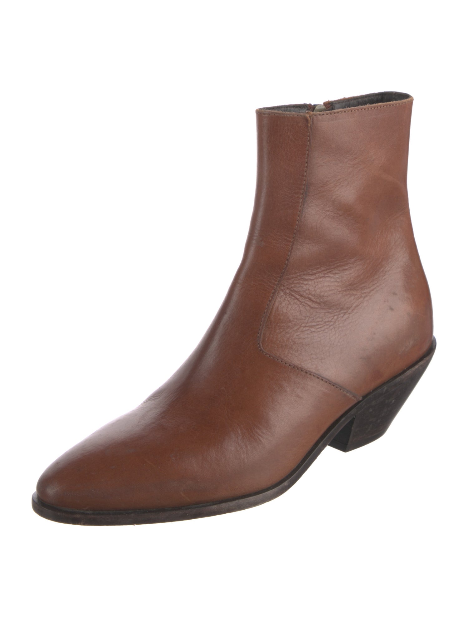 Saint Laurent Leather Distressed Accents Western Boots