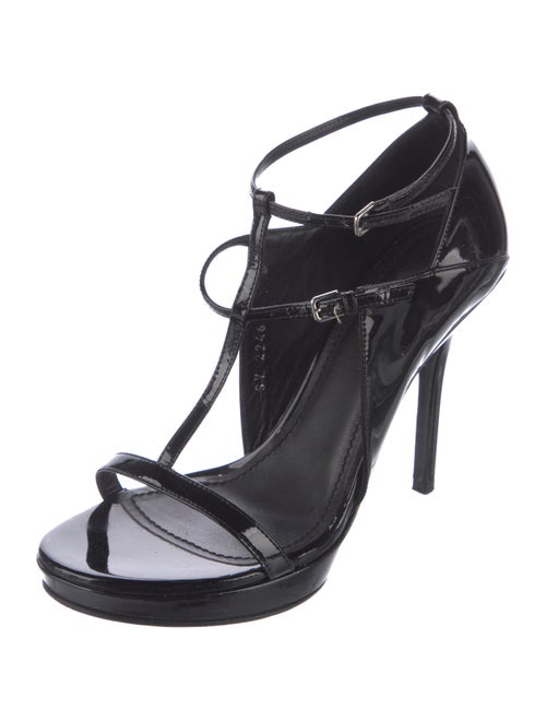 Yves Saint Laurent Patent Leather T-Strap Sandals