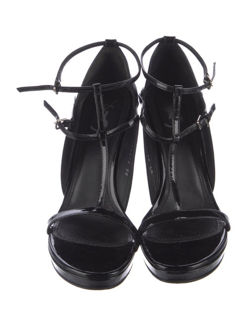 Yves Saint Laurent Patent Leather T-Strap Sandals