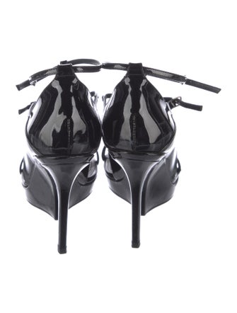 Yves Saint Laurent Patent Leather T-Strap Sandals