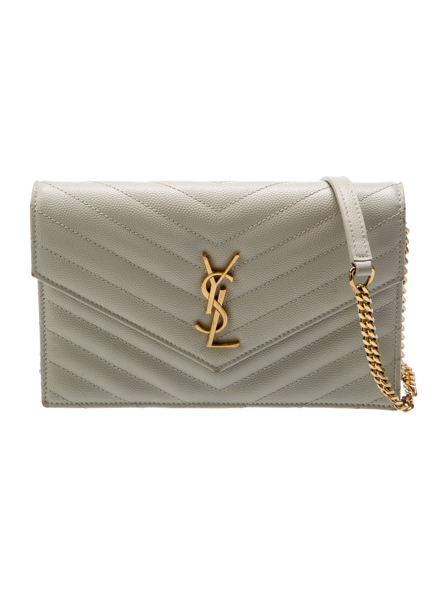 Saint Laurent Chevron Monogram Matelassé Envelope Wallet On Chain