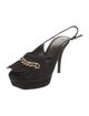 Saint Laurent Suede Chain-Link Accents Slingback Pumps