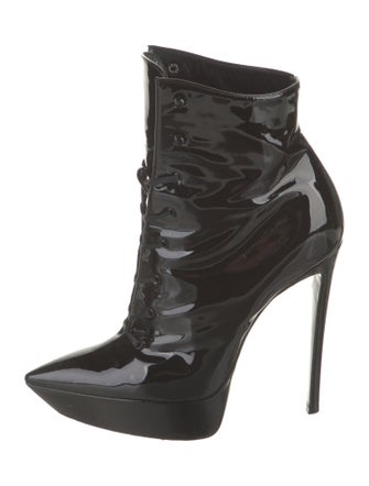 Saint Laurent Patent Leather Lace-Up Boots