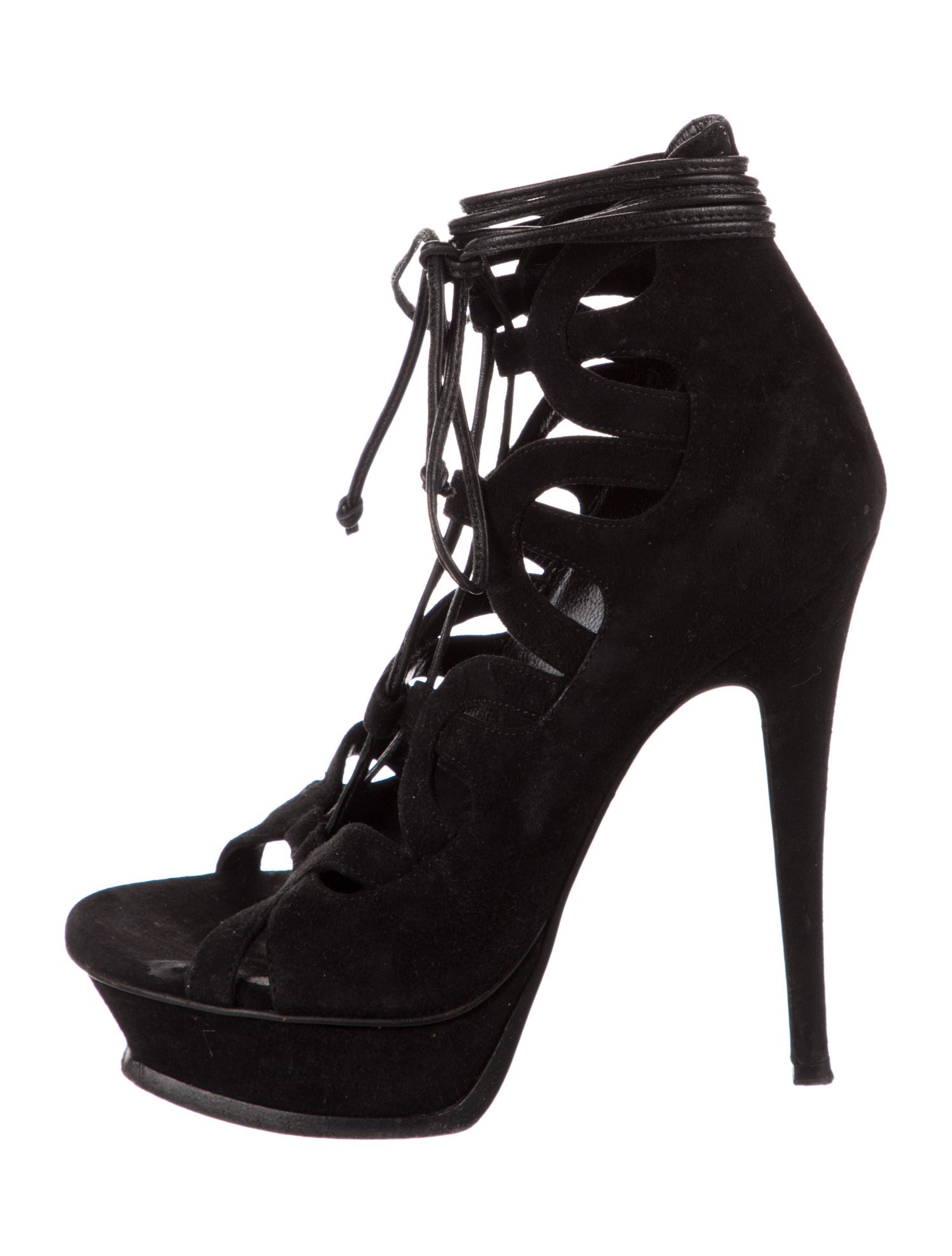Saint Laurent Suede Cutout Accent Gladiator Sandals