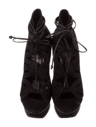 Saint Laurent Suede Cutout Accent Gladiator Sandals