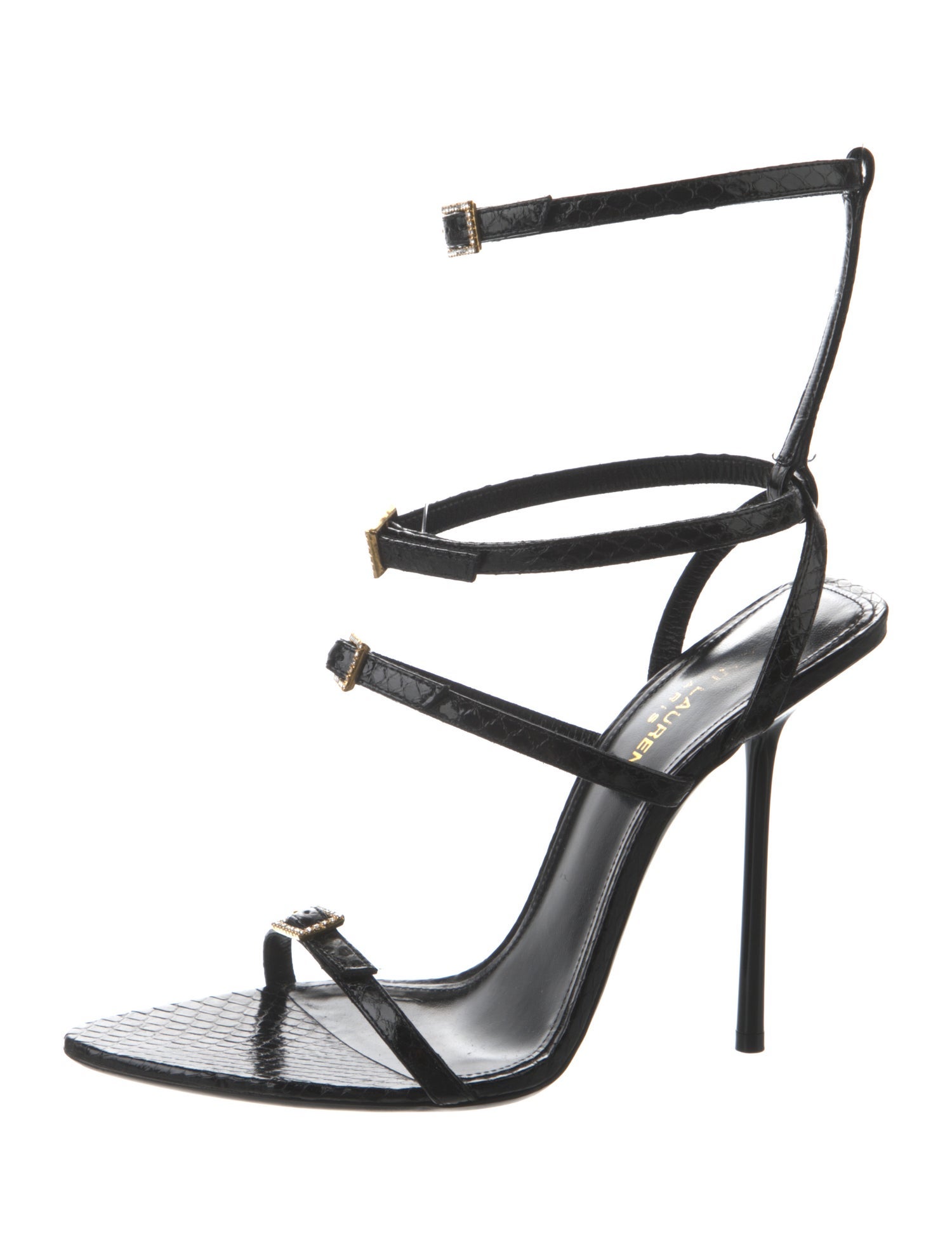 Saint Laurent Patent Leather Crystal Embellishments Sandals