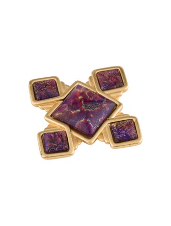 Saint Laurent Glass Cross Brooch