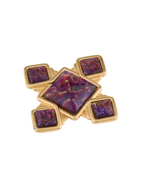 Saint Laurent Glass Cross Brooch