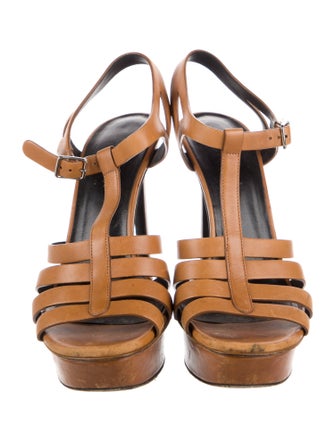 Saint Laurent Leather T-Strap Sandals