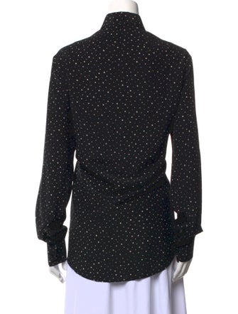 Saint Laurent Silk Polka Dot Print Button-Up Top