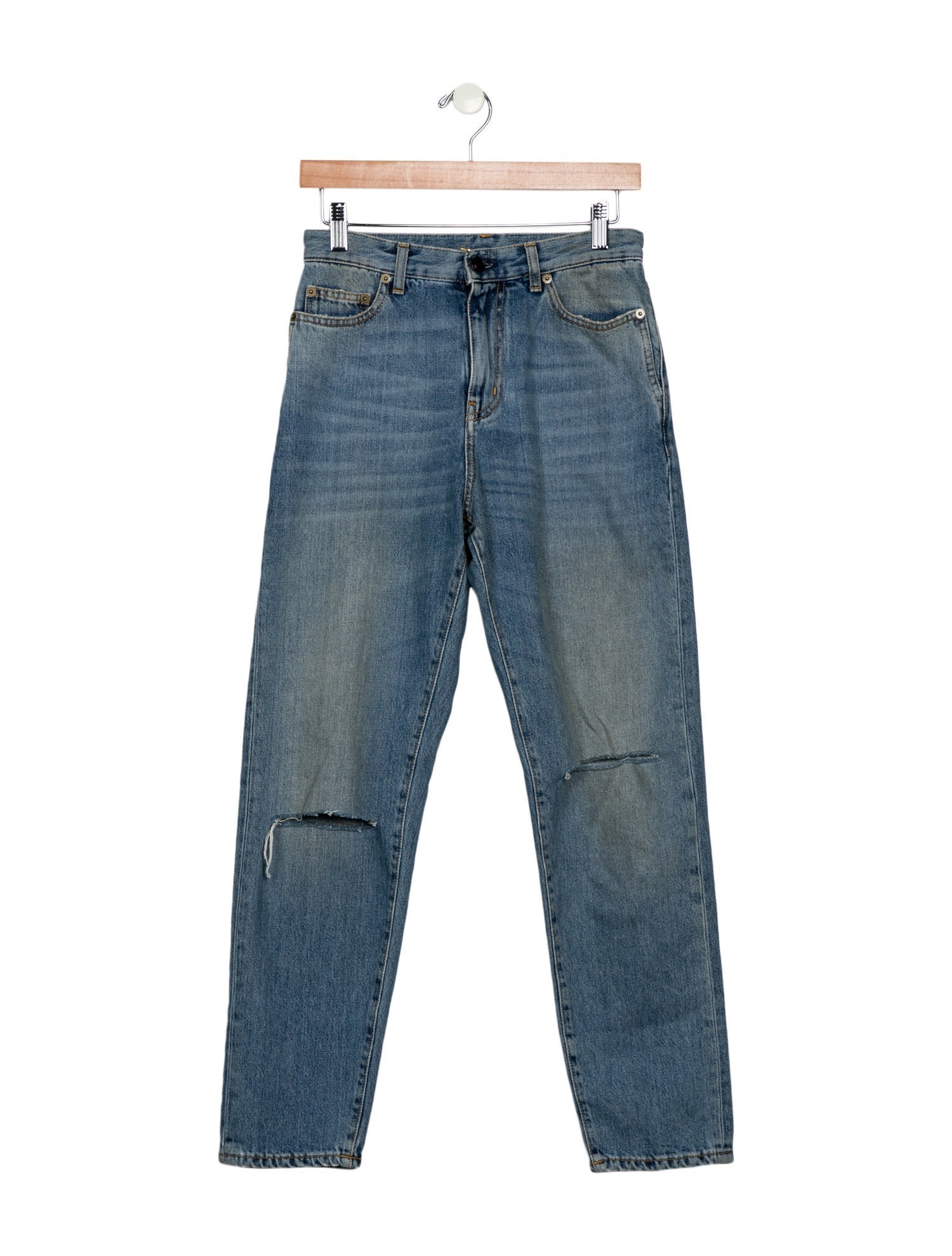 Saint Laurent High-Rise Straight Leg Jeans