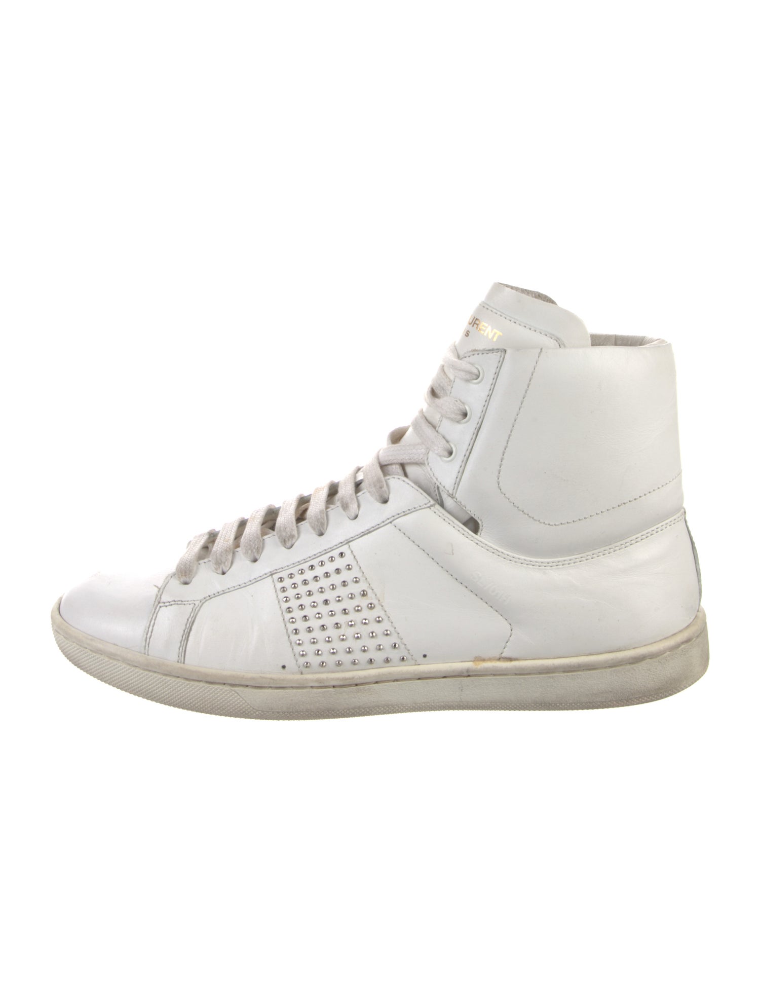 Saint Laurent Leather Studded Accents Sneakers
