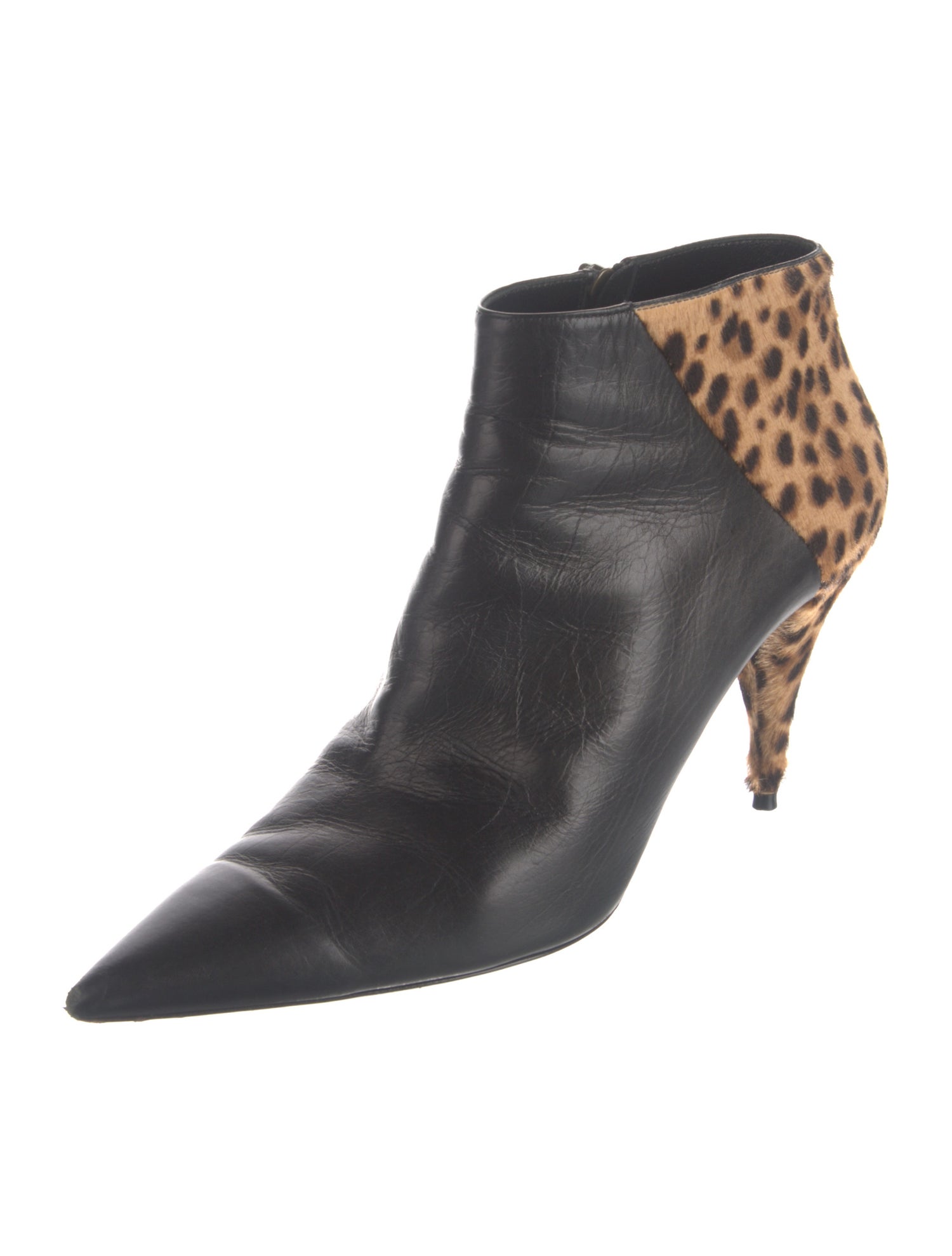 Saint Laurent Leather Animal Print Boots