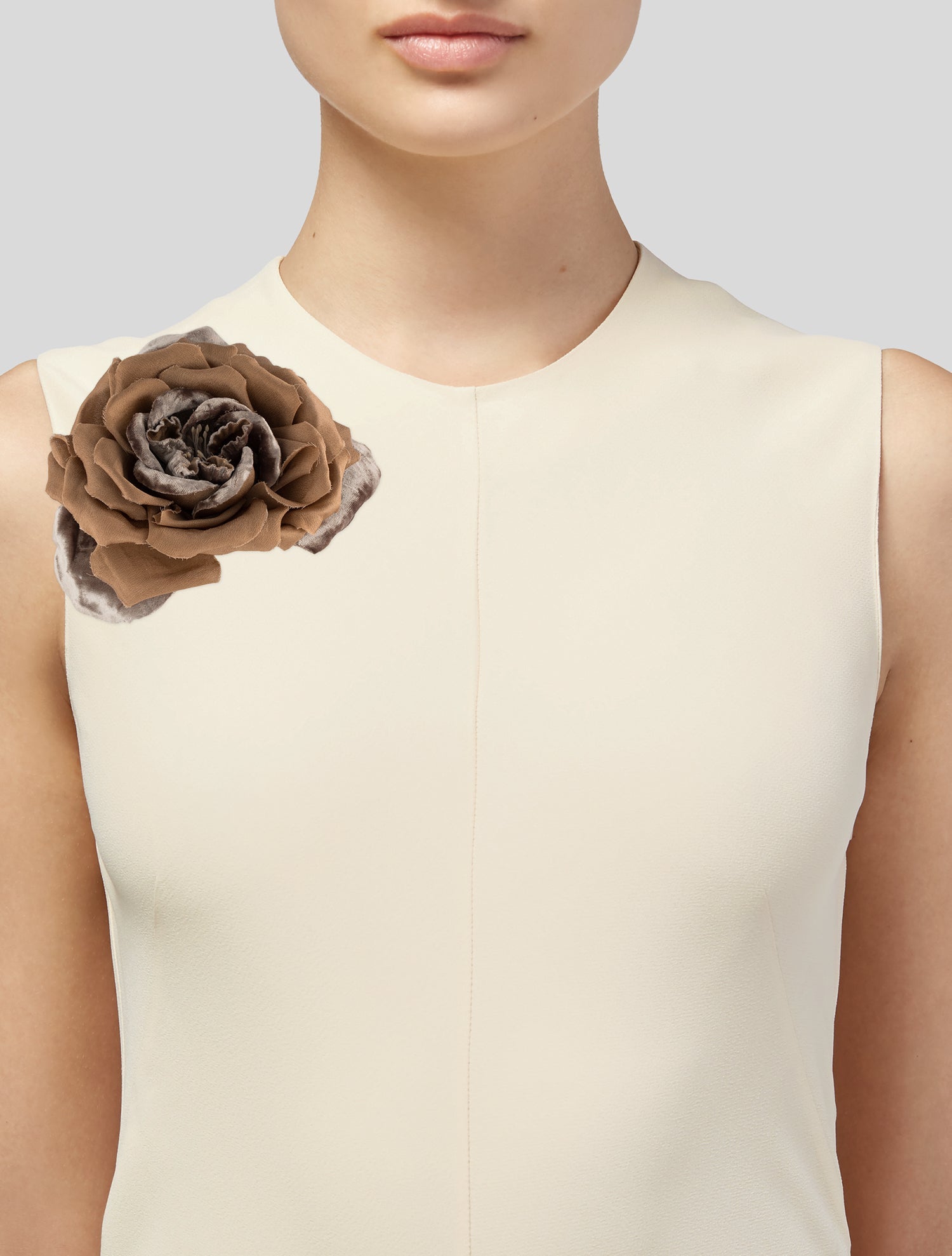 Saint Laurent Silk & Velvet Rose Brooch