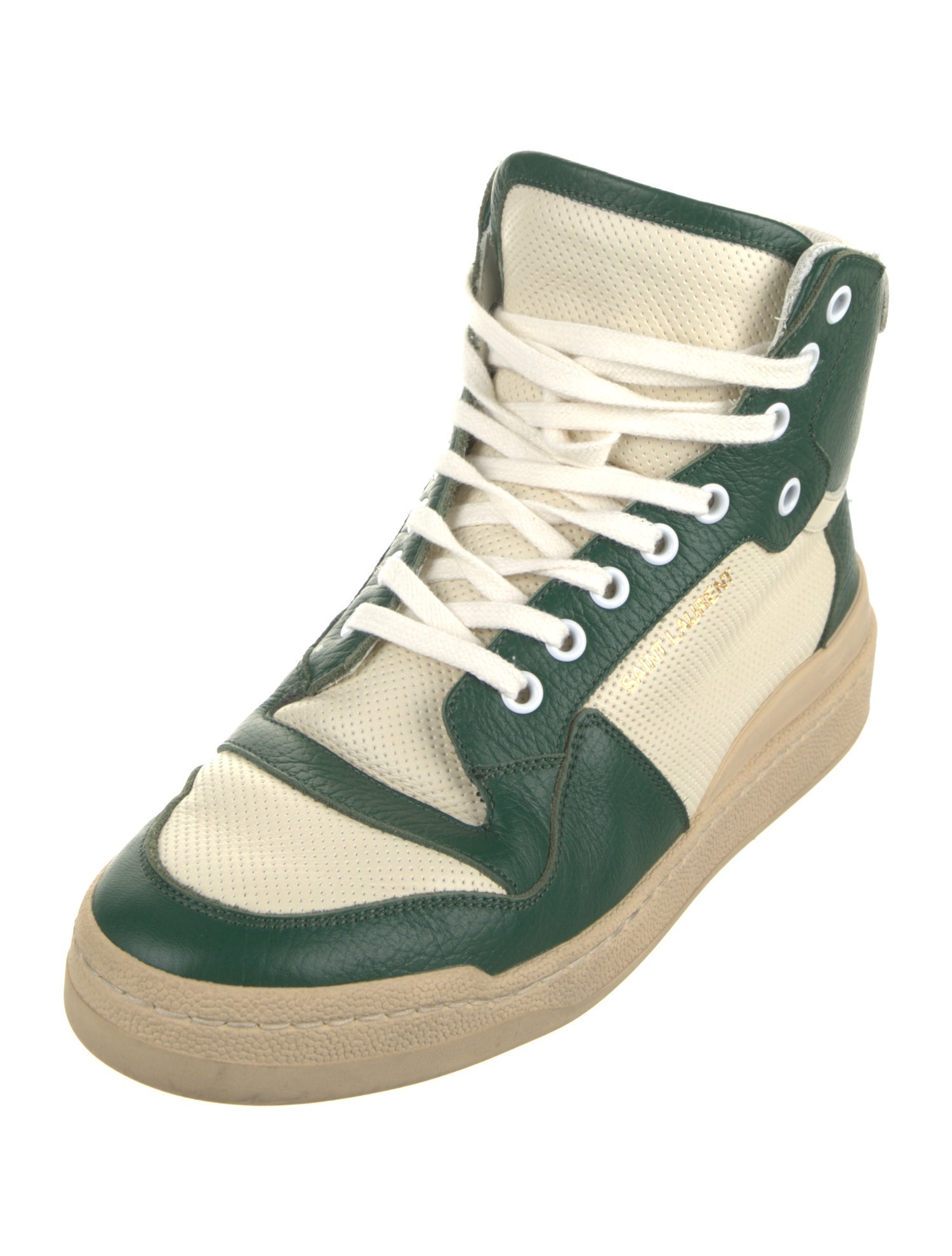 Saint Laurent Leather Colorblock Pattern Sneakers