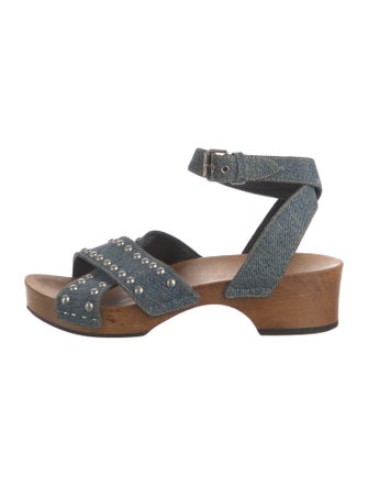 Saint Laurent Denim Studded Accents Sandals