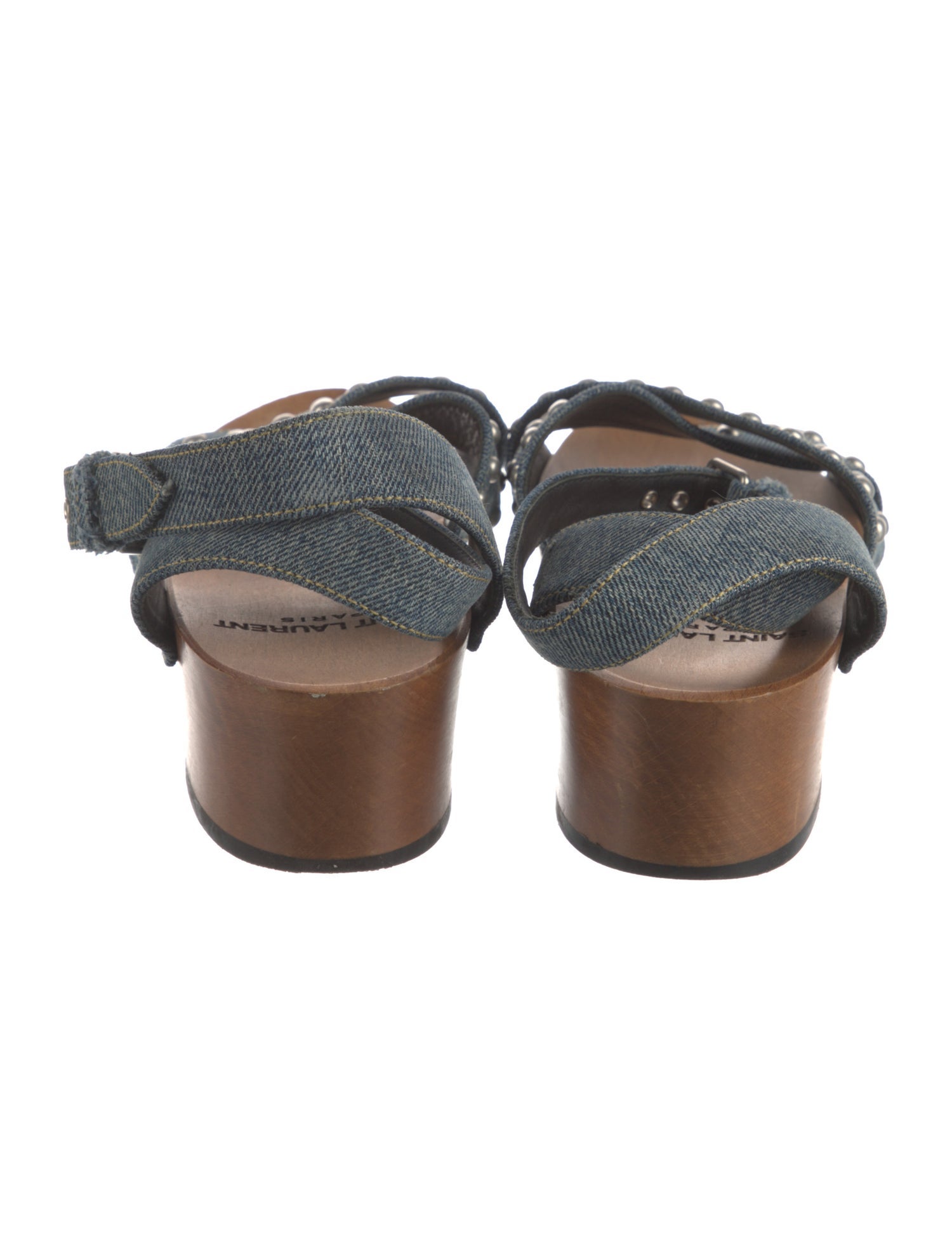 Saint Laurent Denim Studded Accents Sandals