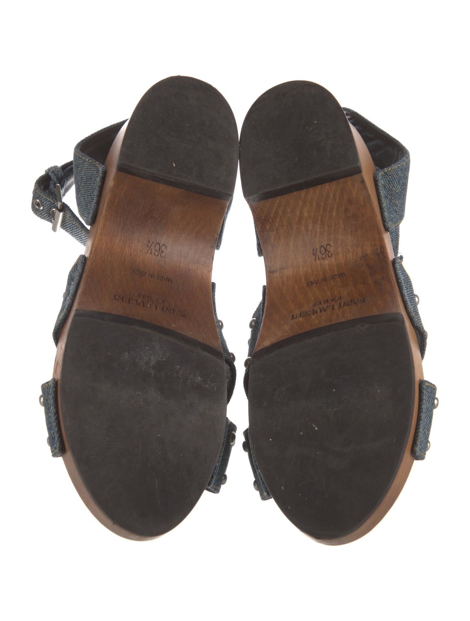 Saint Laurent Denim Studded Accents Sandals