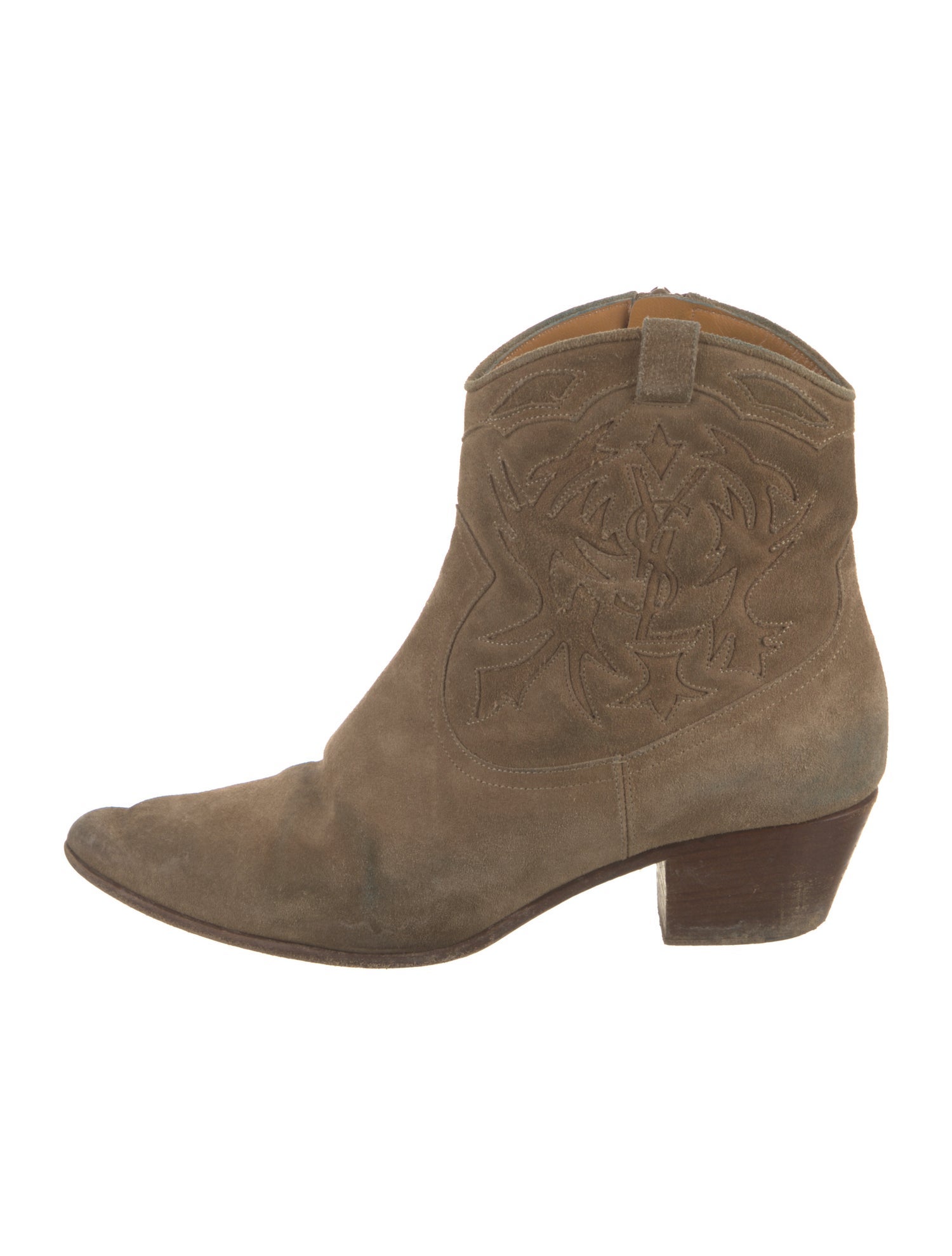 Saint Laurent Suede Patterned Western Boots