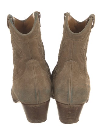 Saint Laurent Suede Patterned Western Boots