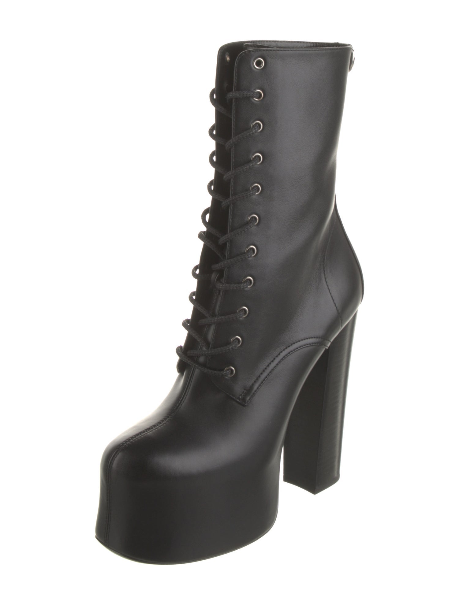 Saint Laurent Leather Lace-Up Boots