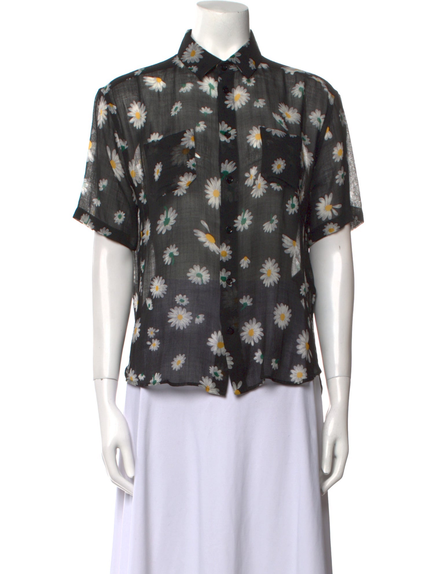 Saint Laurent Virgin Wool Printed Button-Up Top