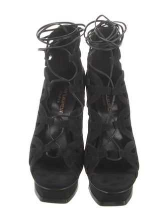 Saint Laurent Suede Cutout Accent Gladiator Sandals