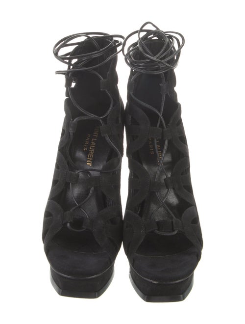 Saint Laurent Suede Cutout Accent Gladiator Sandals
