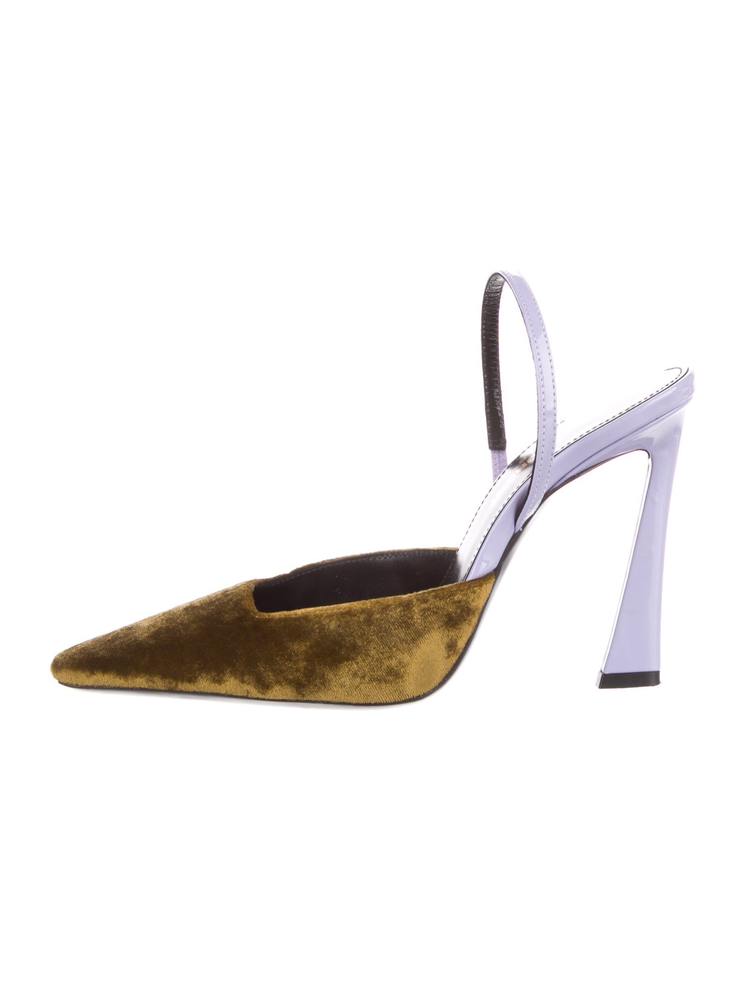 Saint Laurent Velvet Colorblock Pattern Slingback Pumps