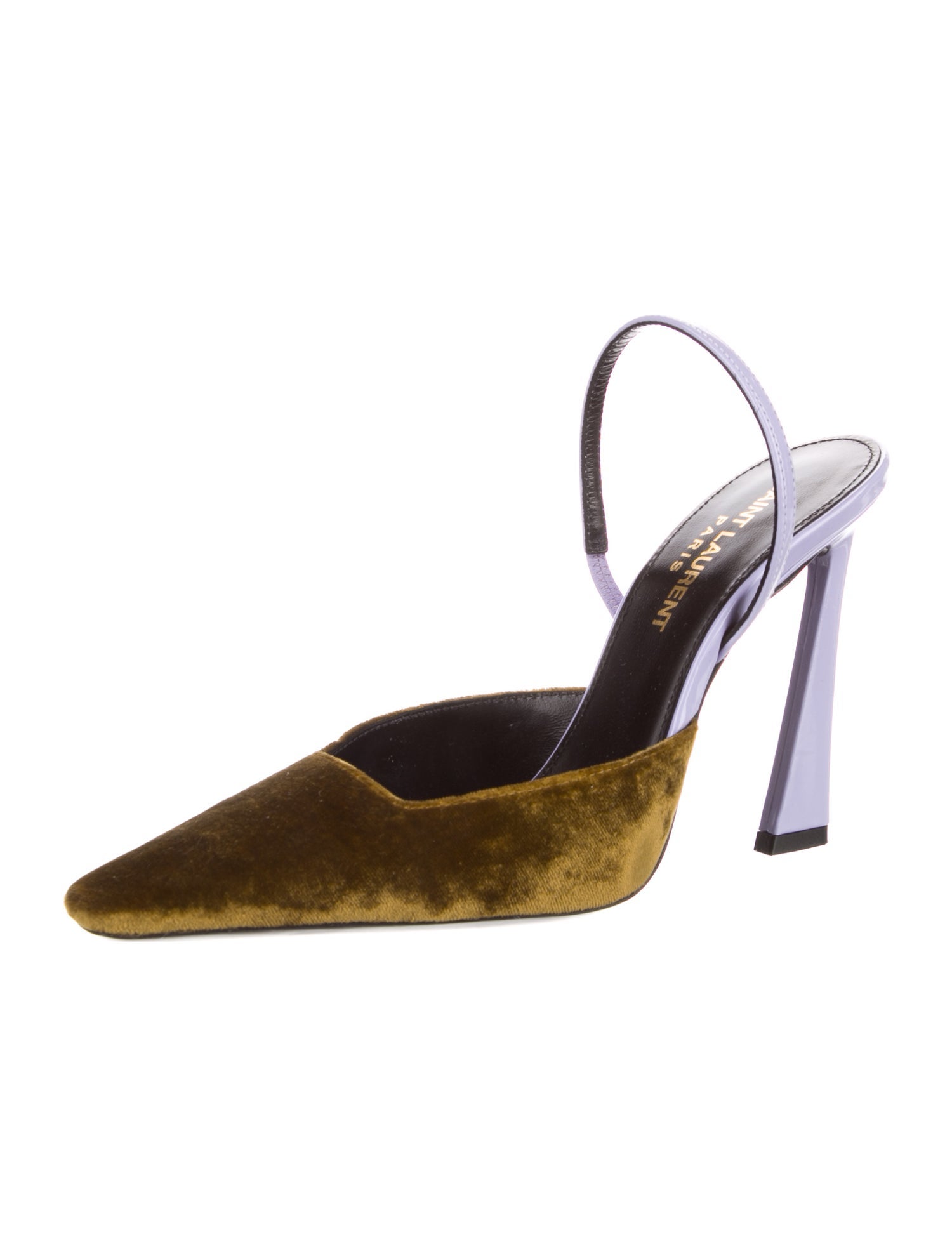 Saint Laurent Velvet Colorblock Pattern Slingback Pumps