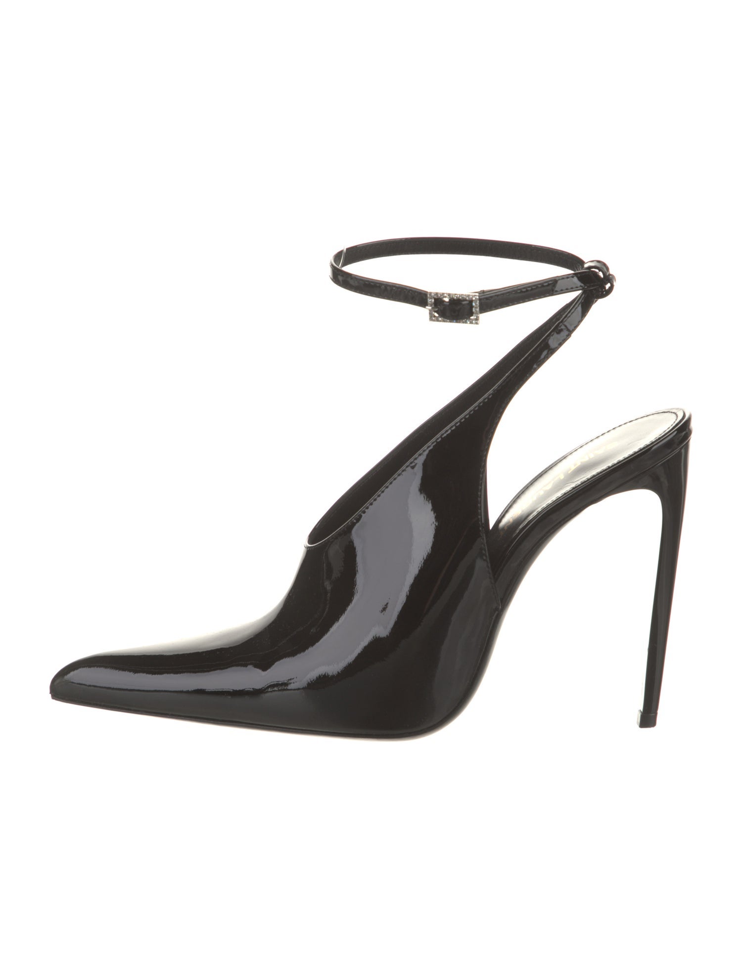 Saint Laurent Patent Leather Crystal Embellishments Slingback Pumps