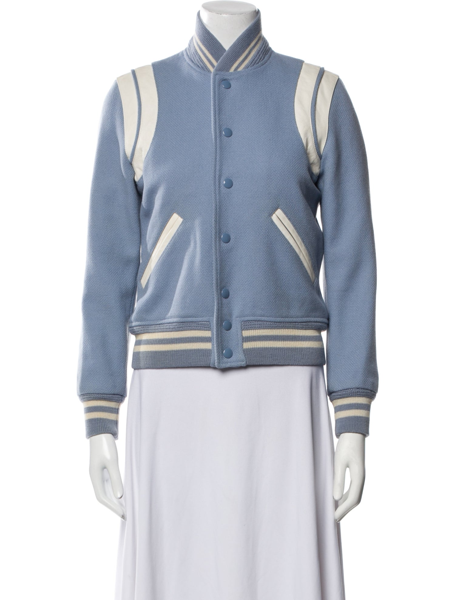 Saint Laurent Wool Striped Bomber Jacket