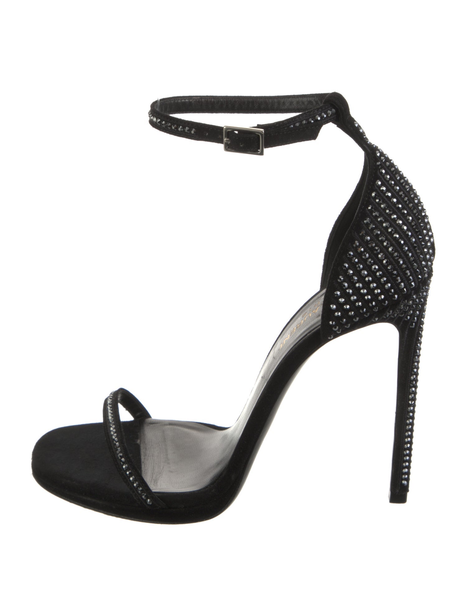Saint Laurent Suede Crystal Embellishments Sandals