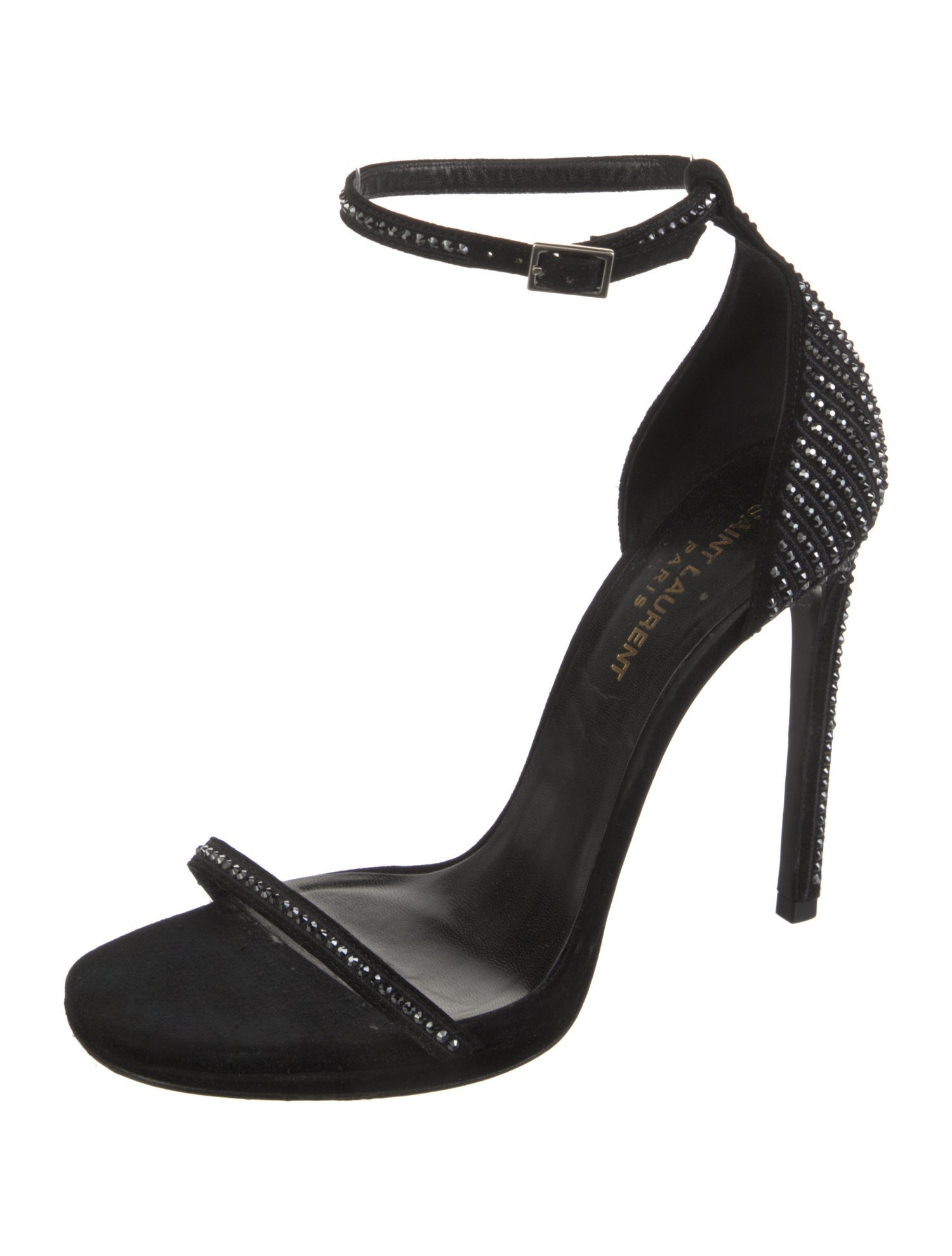 Saint Laurent Suede Crystal Embellishments Sandals