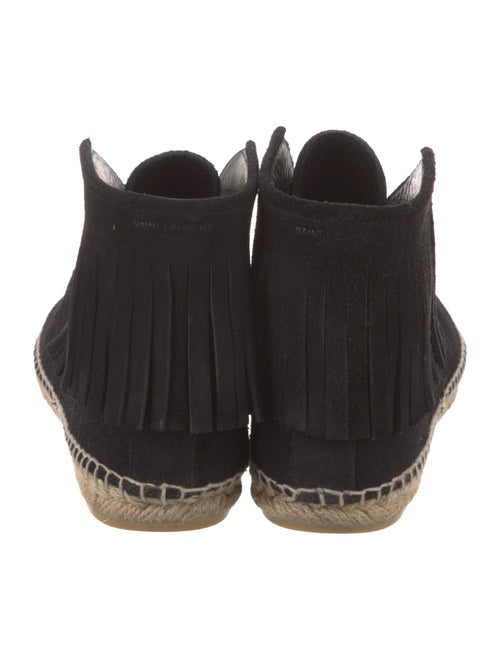 Saint Laurent Suede Fringe Trim Accent Lace-Up Boots