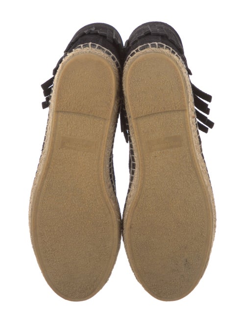 Saint Laurent Suede Fringe Trim Accent Lace-Up Boots