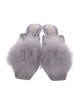 Saint Laurent Satin Feather Trim Slides