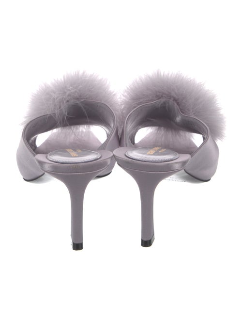Saint Laurent Satin Feather Trim Slides