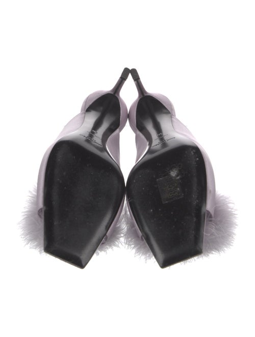 Saint Laurent Satin Feather Trim Slides