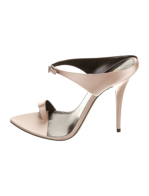 Saint Laurent Satin Crystal Embellishments Slides