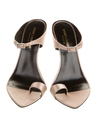 Saint Laurent Satin Crystal Embellishments Slides