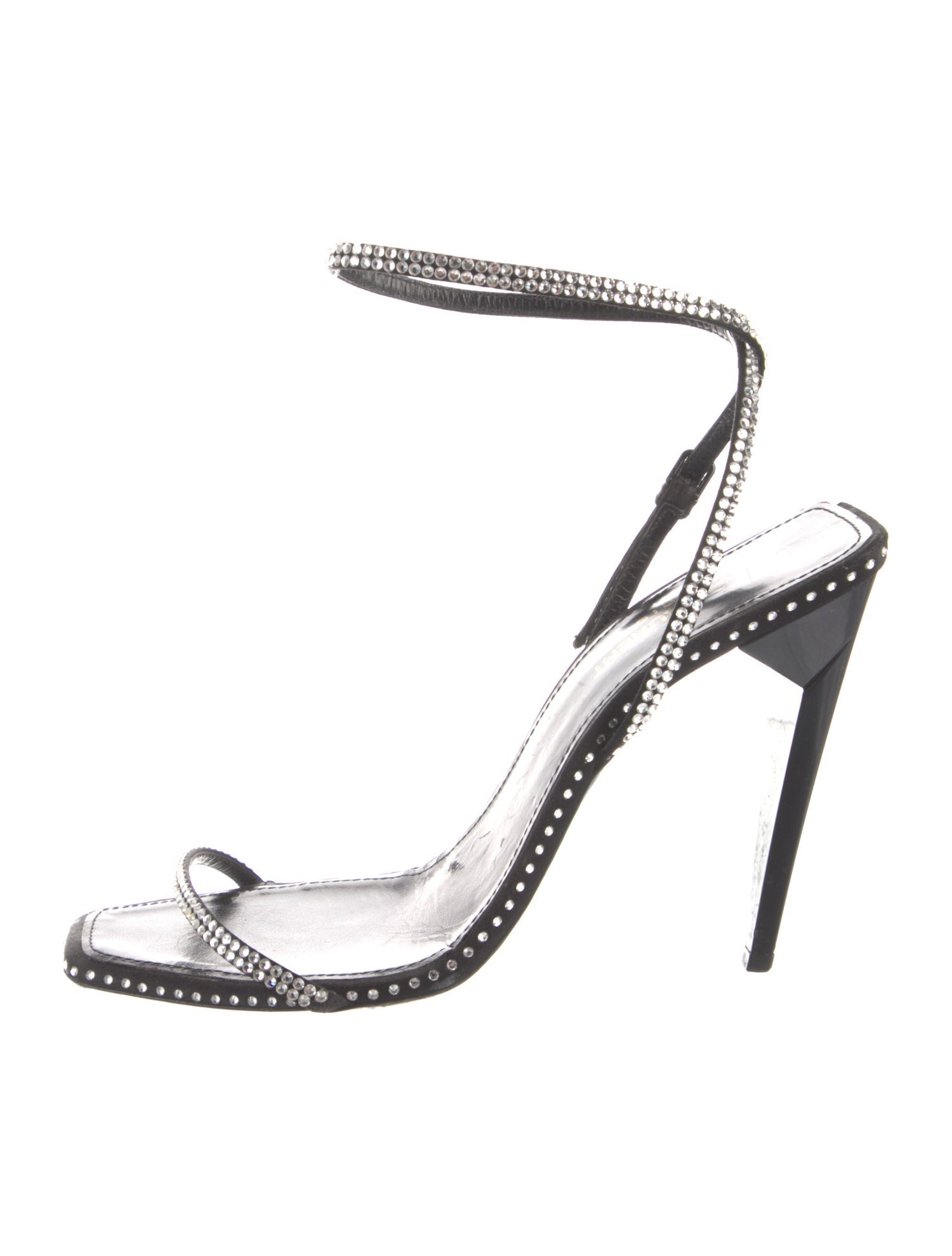 Saint Laurent Suede Crystal Embellishments Sandals