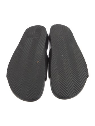 Saint Laurent Signature Logo Leather Slides