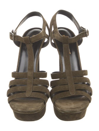 Saint Laurent Suede T-Strap Sandals