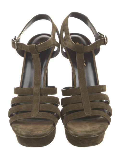 Saint Laurent Suede T-Strap Sandals
